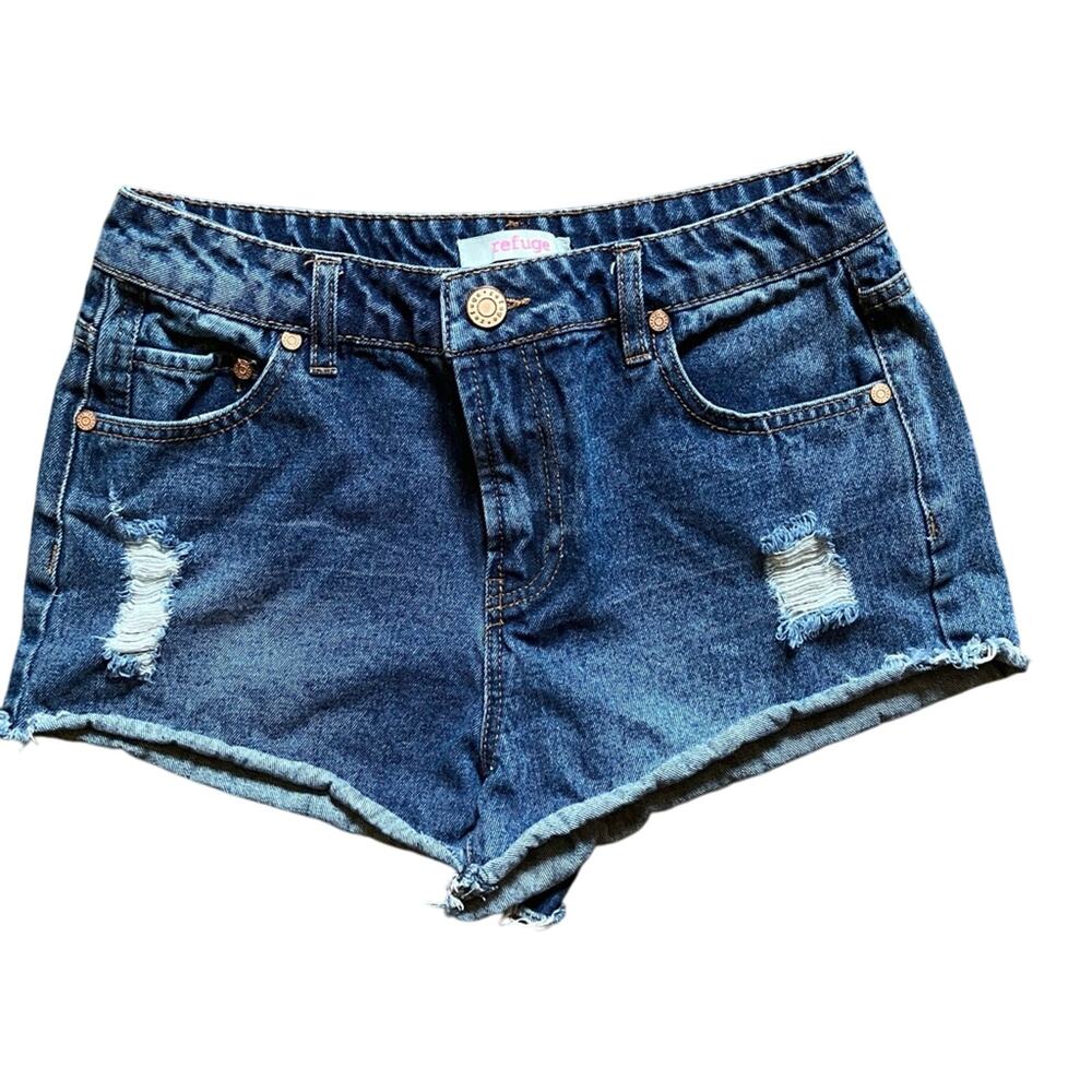 Refuge Denim Shorts Raw Hem Distressed Size 4